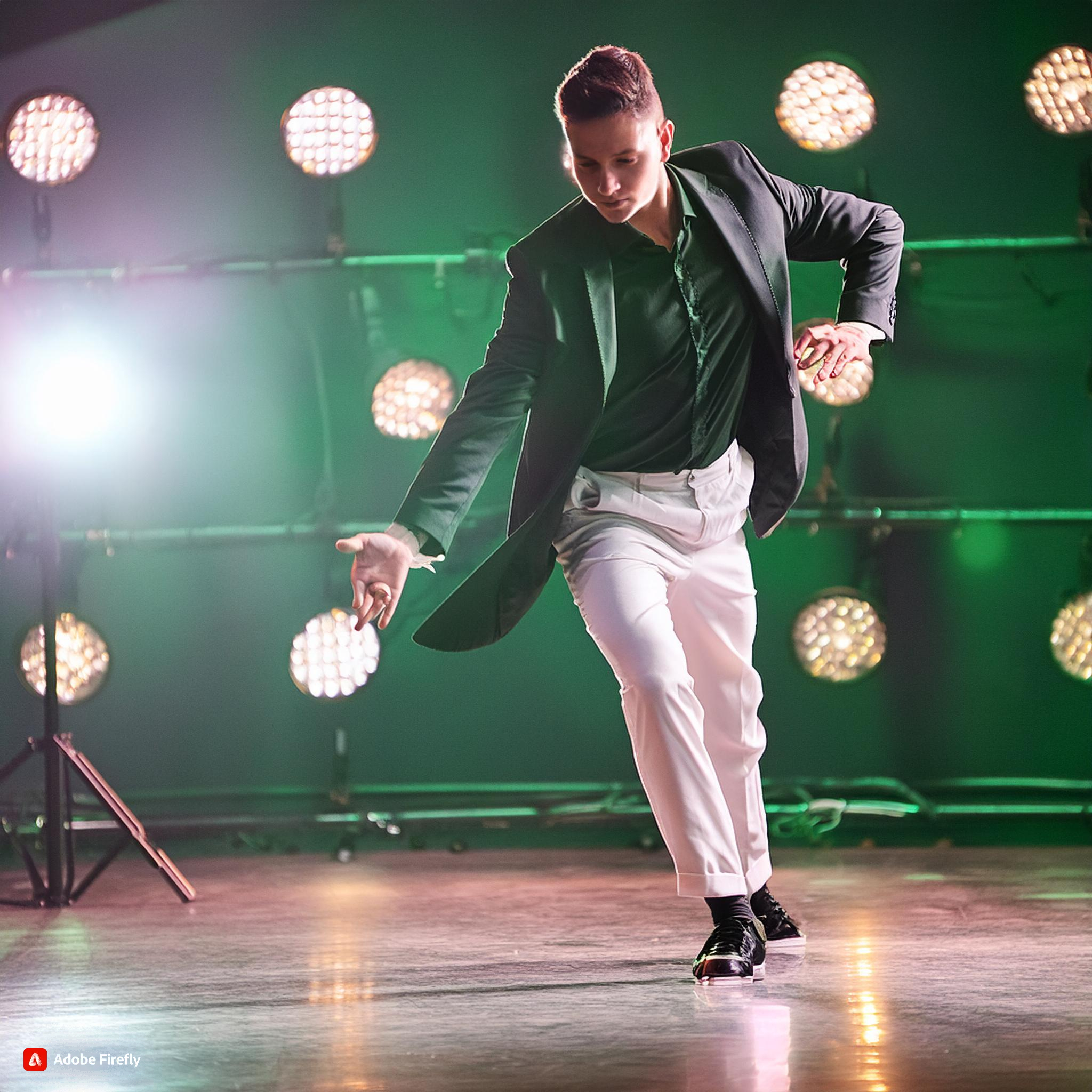 Firefly Male Tap dancer on stage green lights 49583 Firefly Male Tap dancer on stage green lights 49583